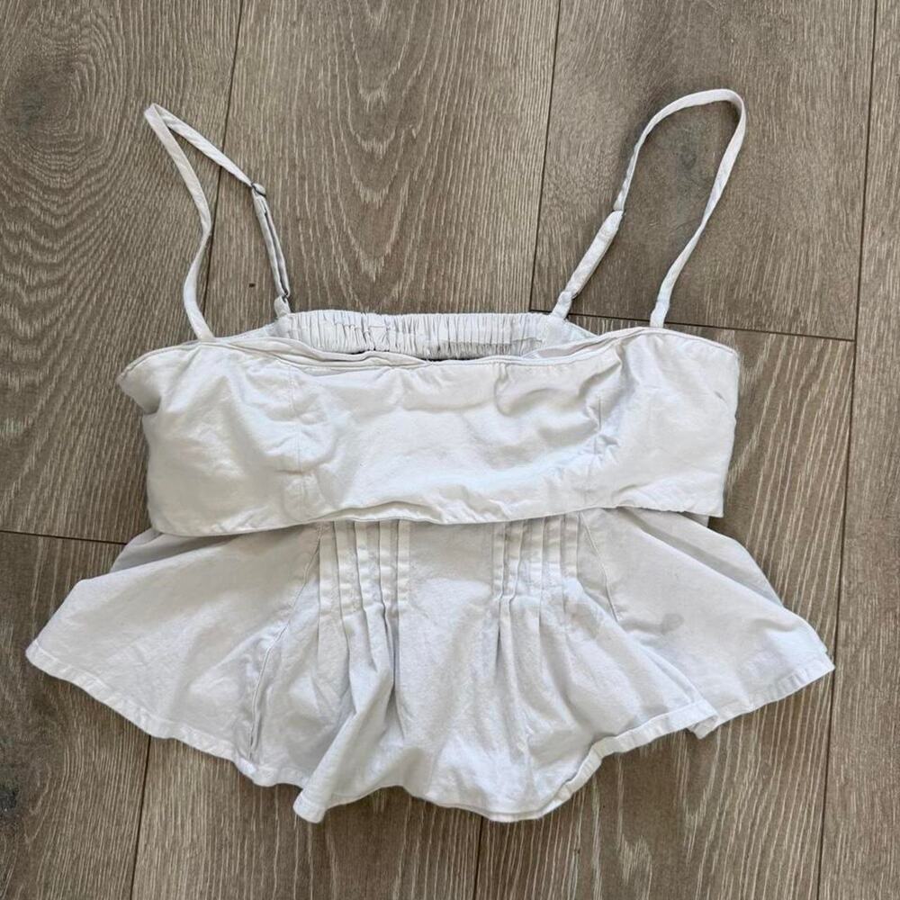 Free people white peplum cami Cami Top XS Open Back Boho Y2K Cottagecore